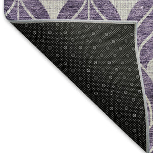 HomeRoots 8' Purple and Gray Geometric Washable Round Rug - Durable, Stain-Resistant, UV-Protected Design! 674038