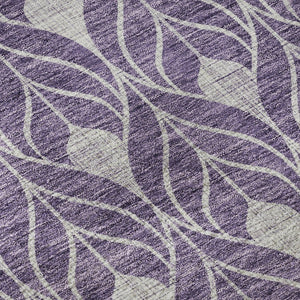 HomeRoots 8' Purple and Gray Geometric Washable Round Rug - Durable, Stain-Resistant, UV-Protected Design! 674038