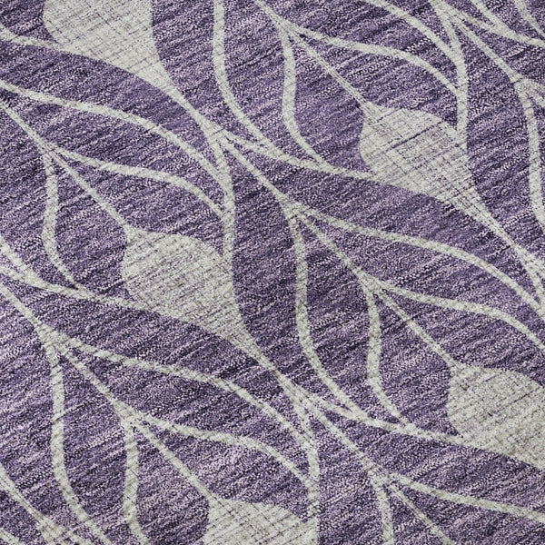 HomeRoots 8' Purple and Gray Geometric Washable Round Rug - Durable, Stain-Resistant, UV-Protected Design! 674038