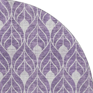 HomeRoots 8' Purple and Gray Geometric Washable Round Rug - Durable, Stain-Resistant, UV-Protected Design! 674038