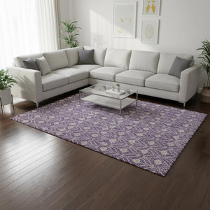 HomeRoots 9' X 12' Purple & Gray Geometric Washable Area Rug - UV Protected, Stain Resistant, Durable Design 674040