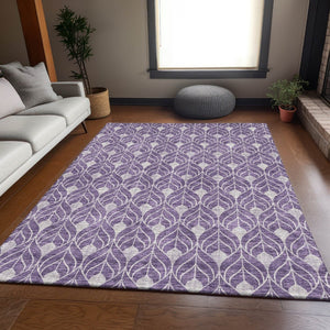 HomeRoots 9' X 12' Purple & Gray Geometric Washable Area Rug - UV Protected, Stain Resistant, Durable Design 674040