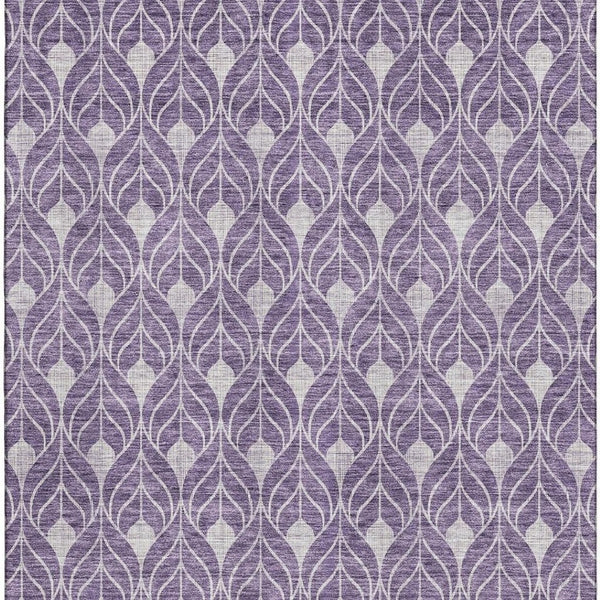 HomeRoots 9' X 12' Purple & Gray Geometric Washable Area Rug - UV Protected, Stain Resistant, Durable Design 674040