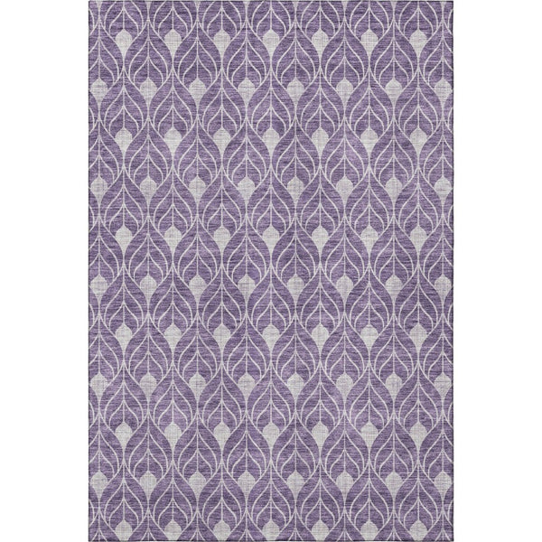 HomeRoots 9' X 12' Purple & Gray Geometric Washable Area Rug - UV Protected, Stain Resistant, Durable Design 674040