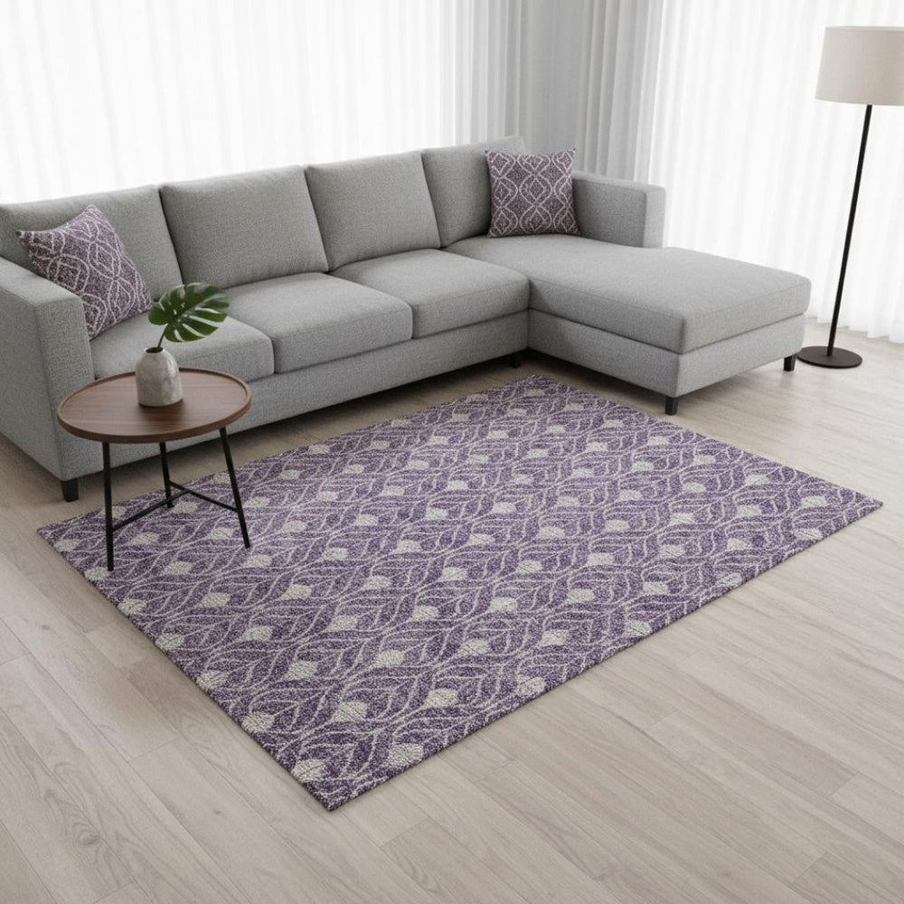 HomeRoots 10' X 14' Modern Purple and Gray Geometric Washable Area Rug with UV Protection for Busy Homes 674041