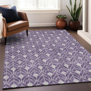 HomeRoots 10' X 14' Modern Purple and Gray Geometric Washable Area Rug with UV Protection for Busy Homes 674041