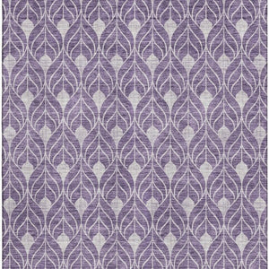HomeRoots 10' X 14' Modern Purple and Gray Geometric Washable Area Rug with UV Protection for Busy Homes 674041