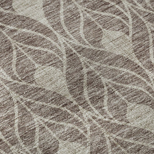 HomeRoots 8' Taupe and Beige Geometric Round Rug - Washable, UV Protected, Durable for High-Traffic Areas 674044