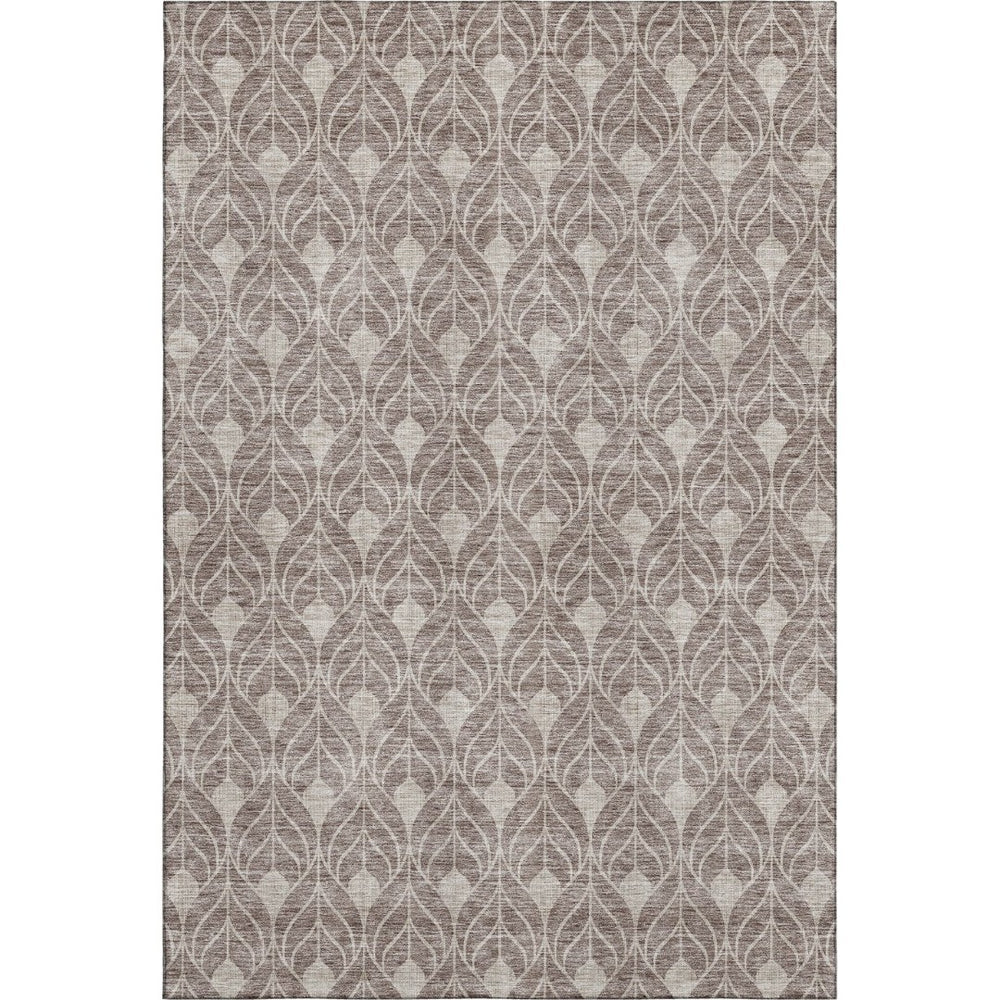 HomeRoots 8' X 10' Taupe And Beige Geometric Area Rug - Washable, UV Protected, Durable, Modern Design for Homes 674045