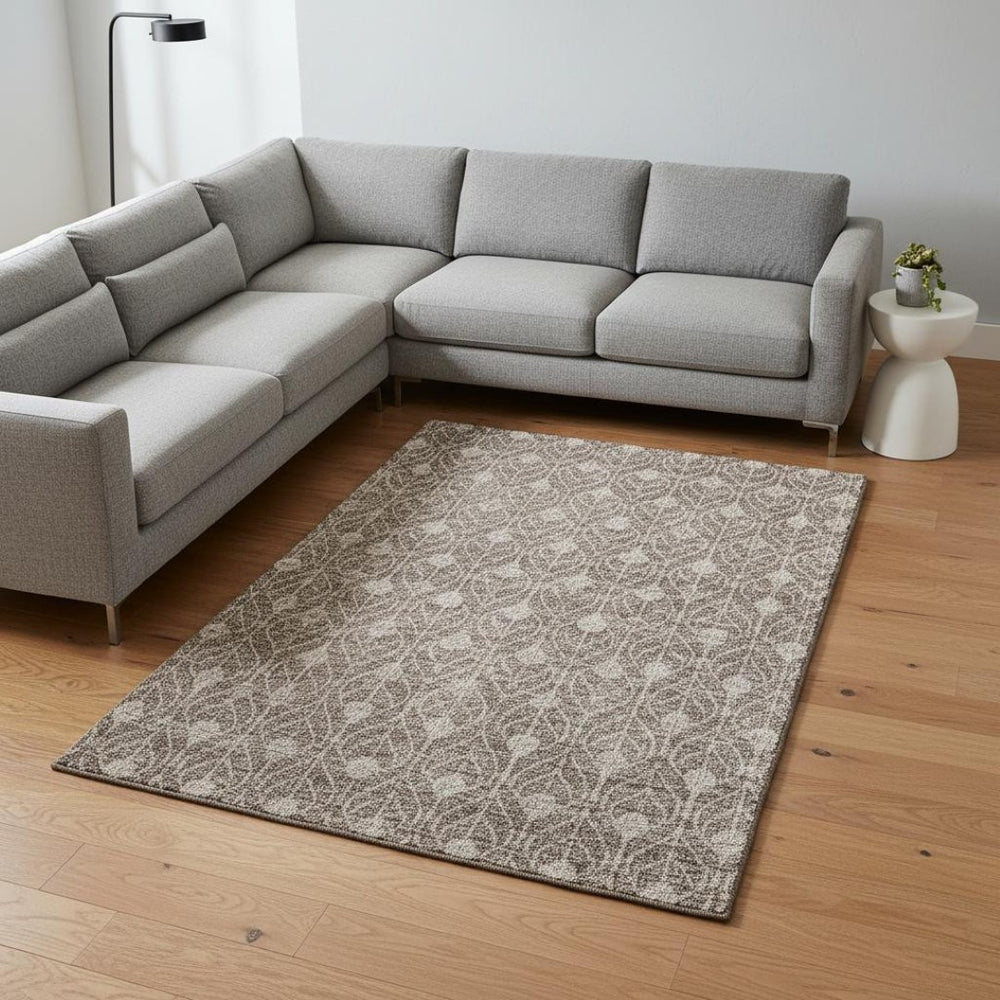 HomeRoots 9' X 12' Washable Taupe & Beige Geometric Area Rug with UV Protection - Perfect for High-Traffic Rooms 674046