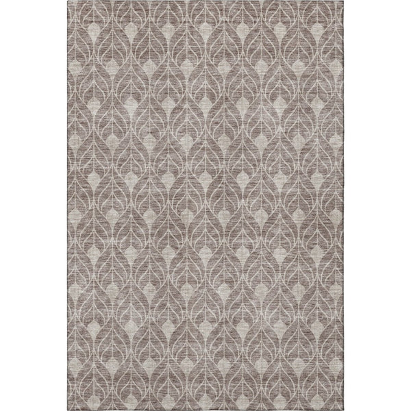 HomeRoots 9' X 12' Washable Taupe & Beige Geometric Area Rug with UV Protection - Perfect for High-Traffic Rooms 674046