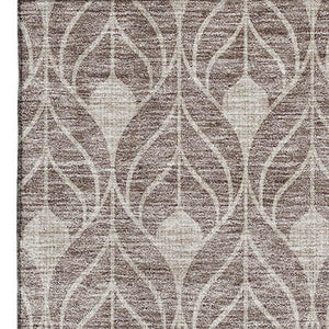 HomeRoots 10' X 14' Stylish Taupe & Beige Geometric Washable Area Rug with UV Protection for Modern Spaces 674047