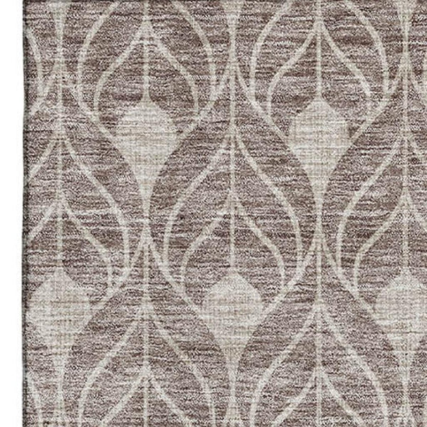 HomeRoots 10' X 14' Stylish Taupe & Beige Geometric Washable Area Rug with UV Protection for Modern Spaces 674047