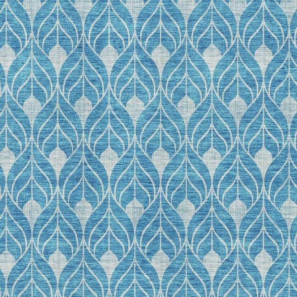 HomeRoots 5' X 8' Teal & Silver Geometric Area Rug - Washable, UV Protected, Stain Resistant for Homes 674049