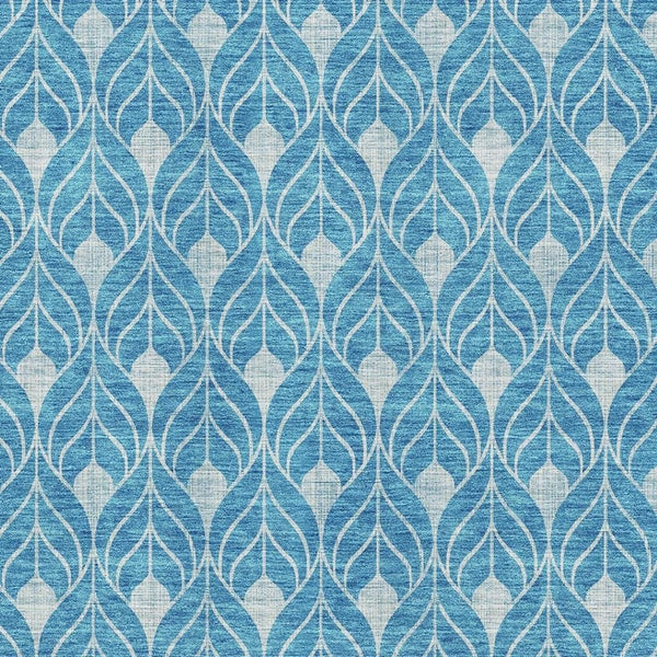 HomeRoots 8' x 10' Teal & Silver Geometric Area Rug - Washable, UV Protected, Durable for Busy Homes & Style 674051