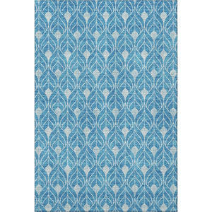 HomeRoots 8' x 10' Teal & Silver Geometric Area Rug - Washable, UV Protected, Durable for Busy Homes & Style 674051
