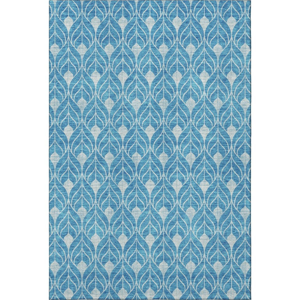 HomeRoots 8' x 10' Teal & Silver Geometric Area Rug - Washable, UV Protected, Durable for Busy Homes & Style 674051
