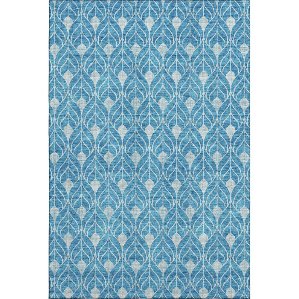 HomeRoots 9' X 12' Stylish Teal & Silver Geometric Area Rug – Washable, UV-Protected, Ideal for Pet-Friendly Homes 674052