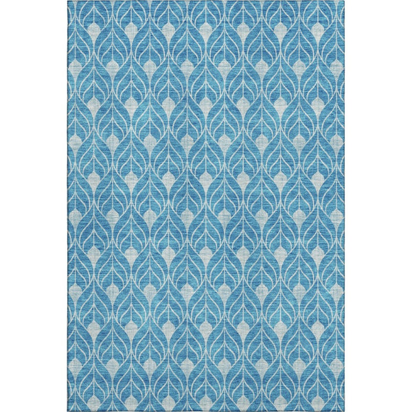 HomeRoots 10' X 14' Teal & Silver Geometric Area Rug – Washable, UV-Protected, Stylish for Living Spaces! 674053
