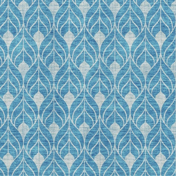 HomeRoots 10' X 14' Teal & Silver Geometric Area Rug – Washable, UV-Protected, Stylish for Living Spaces! 674053