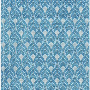 HomeRoots 10' X 14' Teal & Silver Geometric Area Rug – Washable, UV-Protected, Stylish for Living Spaces! 674053