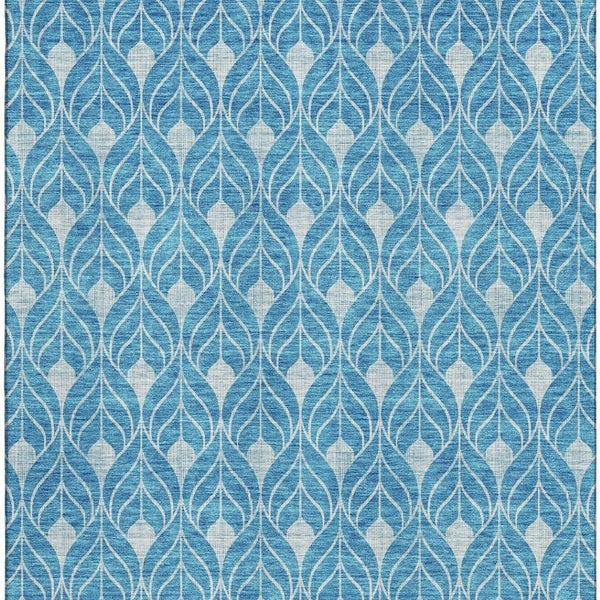 HomeRoots 10' X 14' Teal & Silver Geometric Area Rug – Washable, UV-Protected, Stylish for Living Spaces! 674053