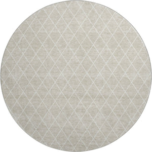 HomeRoots 8' Beige and Ivory Geometric Round Rug - Washable, UV-Protected, Perfect for High-Traffic Homes 674056