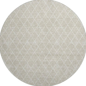HomeRoots 8' Beige and Ivory Geometric Round Rug - Washable, UV-Protected, Perfect for High-Traffic Homes 674056