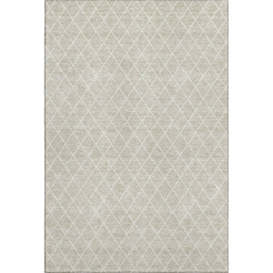 HomeRoots 9' X 12' Beige & Ivory Geometric Washable Area Rug - Stain Resistant with UV Protection for Homes 674058