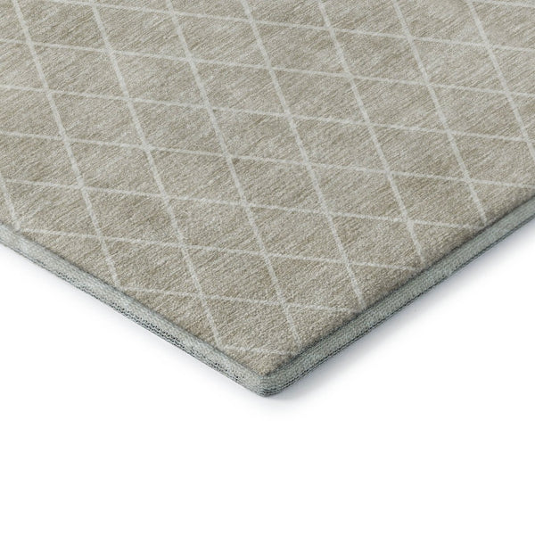 HomeRoots 9' X 12' Beige & Ivory Geometric Washable Area Rug - Stain Resistant with UV Protection for Homes 674058