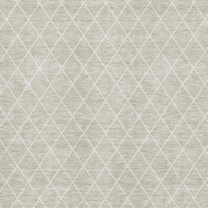 HomeRoots 9' X 12' Beige & Ivory Geometric Washable Area Rug - Stain Resistant with UV Protection for Homes 674058