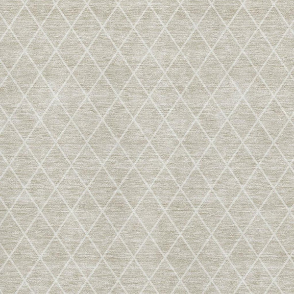 HomeRoots 9' X 12' Beige & Ivory Geometric Washable Area Rug - Stain Resistant with UV Protection for Homes 674058