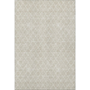 HomeRoots 9' X 12' Beige & Ivory Geometric Washable Area Rug - Stain Resistant with UV Protection for Homes 674058