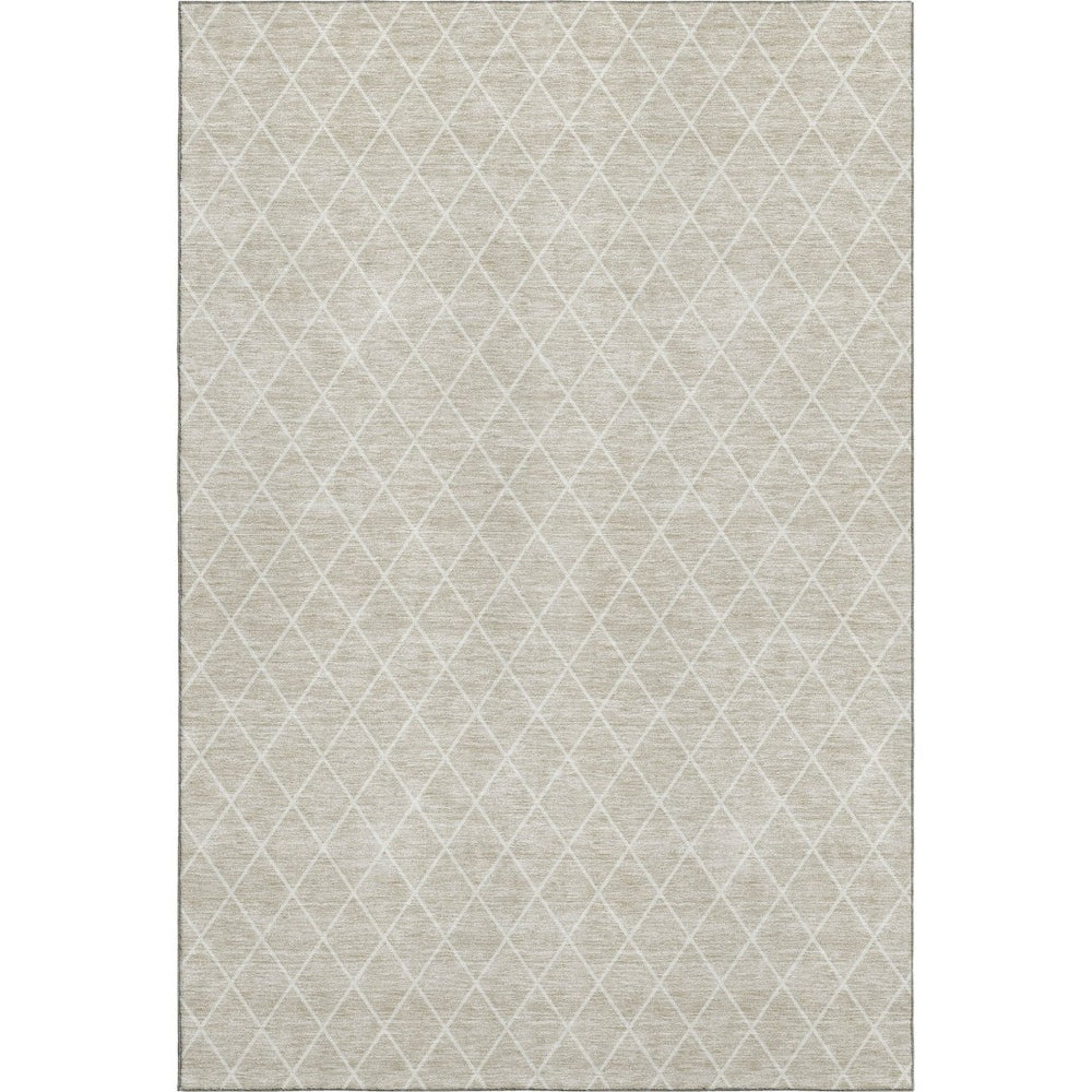 HomeRoots 10' X 14' Beige & Ivory Geometric Washable Area Rug – UV Protected, Stain-Resistant & Soft Design 674059
