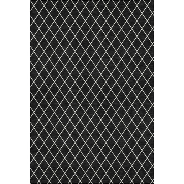HomeRoots 8' X 10' Black And Ivory Geometric Area Rug - Washable, UV Protected, Perfect for Modern Spaces! 674063