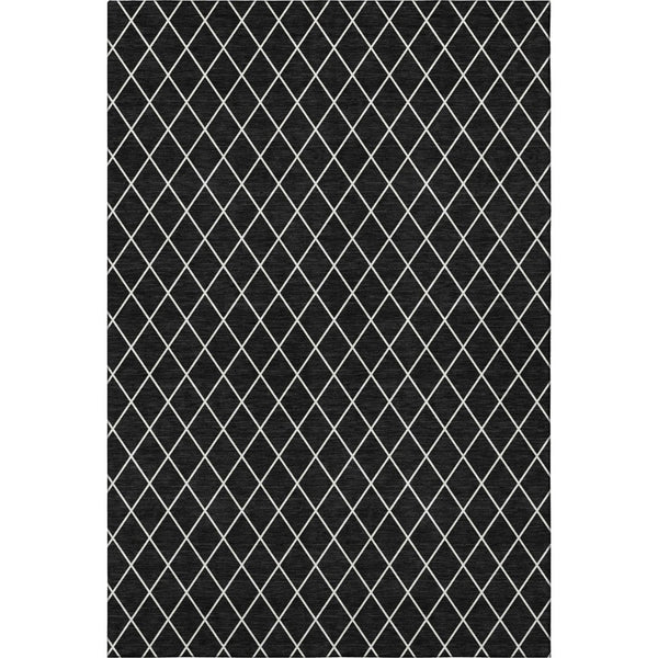 HomeRoots 8' X 10' Black And Ivory Geometric Area Rug - Washable, UV Protected, Perfect for Modern Spaces! 674063