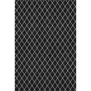 HomeRoots 10' X 14' Stylish Black and Ivory Geometric Washable Area Rug with UV Protection for Modern Living 674065
