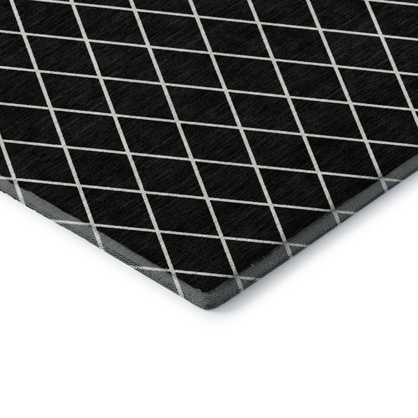 HomeRoots 10' X 14' Stylish Black and Ivory Geometric Washable Area Rug with UV Protection for Modern Living 674065