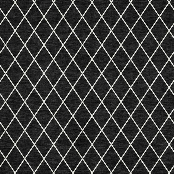 HomeRoots 10' X 14' Stylish Black and Ivory Geometric Washable Area Rug with UV Protection for Modern Living 674065