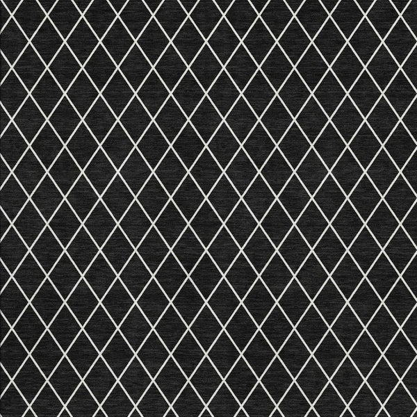 HomeRoots 10' X 14' Stylish Black and Ivory Geometric Washable Area Rug with UV Protection for Modern Living 674065