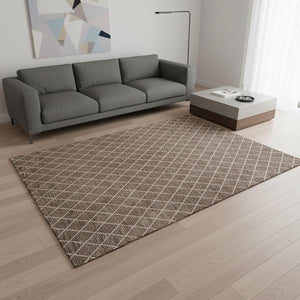 HomeRoots 5' X 8' Modern Brown and Ivory Geometric Area Rug - Washable, UV-Protected, Durable for Homes 674067