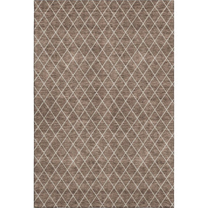 HomeRoots 9' X 12' Brown and Ivory Geometric Area Rug - Washable, UV Protected, Stain Resistant, Stylish Design 674070