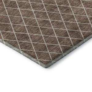 HomeRoots 9' X 12' Brown and Ivory Geometric Area Rug - Washable, UV Protected, Stain Resistant, Stylish Design 674070
