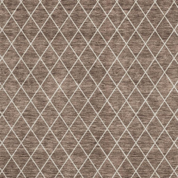 HomeRoots 9' X 12' Brown and Ivory Geometric Area Rug - Washable, UV Protected, Stain Resistant, Stylish Design 674070