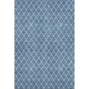 HomeRoots 9' X 12' Geometric Denim Blue & Ivory Area Rug – Washable, UV-Protected, Durable for Homes with Kids & Pets 674076