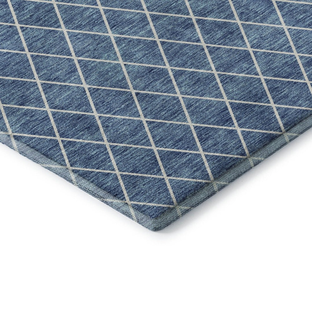 HomeRoots 9' X 12' Geometric Denim Blue & Ivory Area Rug – Washable, UV-Protected, Durable for Homes with Kids & Pets 674076