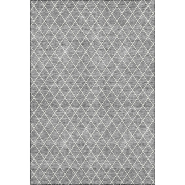 HomeRoots 5' Gray and Ivory Geometric Area Rug - Washable, UV Protected, Stain Resistant for Modern Homes 674079
