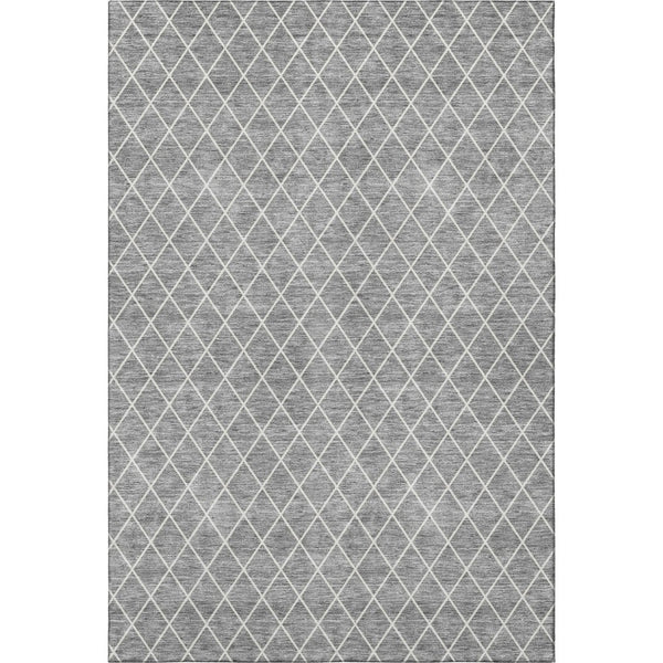 HomeRoots 5' Gray and Ivory Geometric Area Rug - Washable, UV Protected, Stain Resistant for Modern Homes 674079
