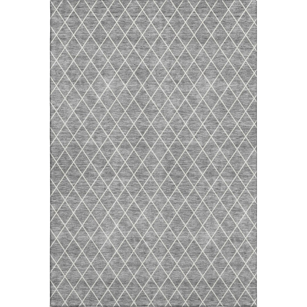 HomeRoots 9' Gray and Ivory Geometric Area Rug - Washable, UV-Protected, Durable for Kids & Pets, Stylish Design 674082