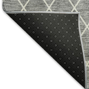 HomeRoots 10' Gray and Ivory Geometric Area Rug - Washable, UV Protected, Stain Resistant for Busy Homes 674083